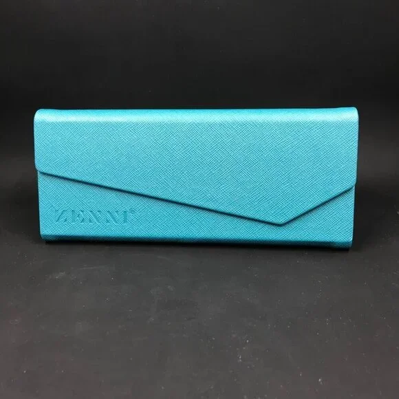 Zenni Aqua/teal/blue sunglass or eyeglass case.  Triangle design, lays flat - Picture 2 of 8